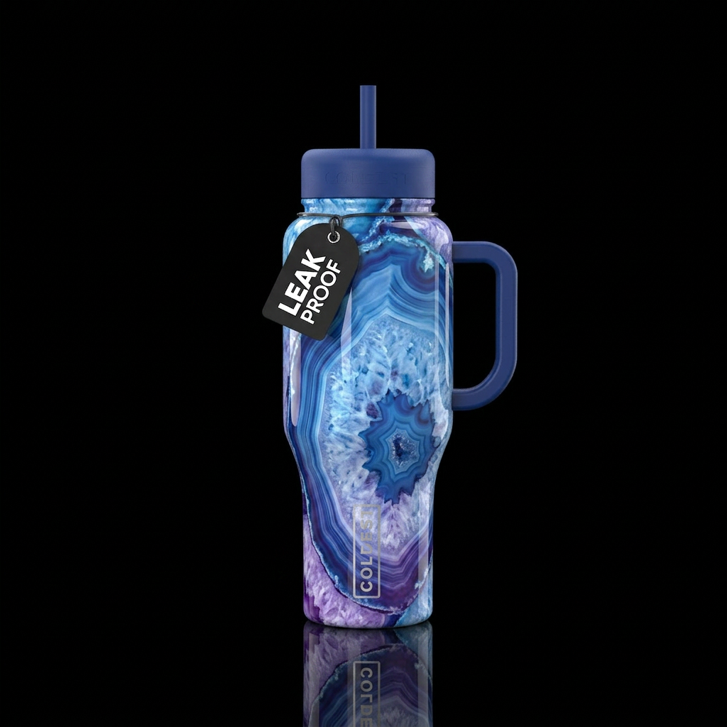 Tumbler inspired by holley blue agate water bottle design