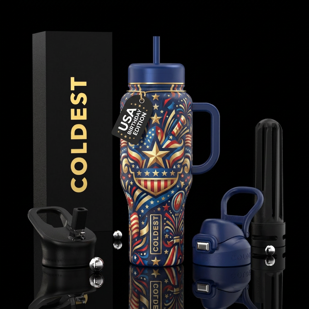 Tumbler inspired by the USA birthday water bottle design