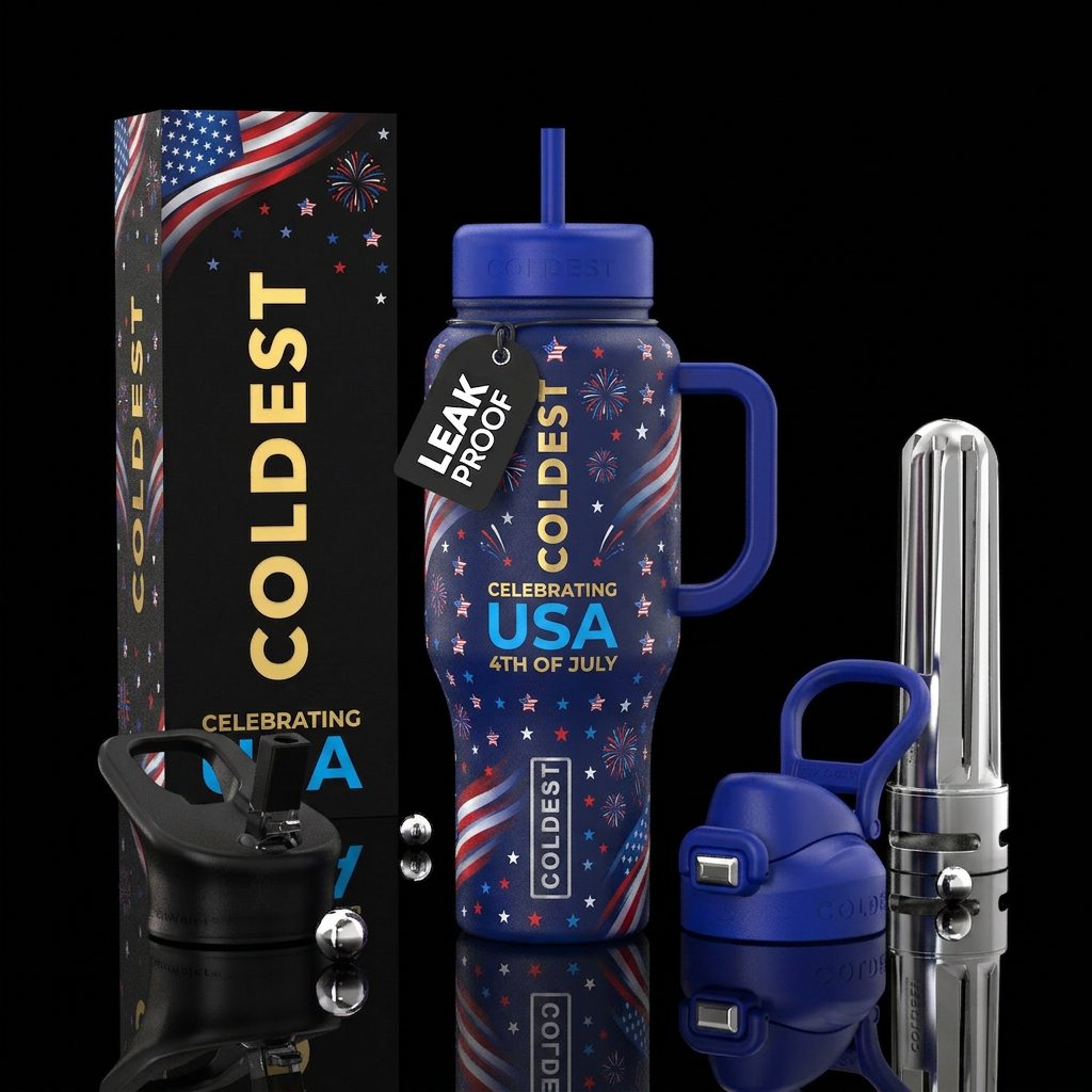 Tumbler inspired by the USA birthday water bottle design