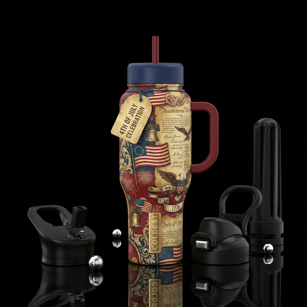 Tumbler inspired by the USA birthday water bottle design