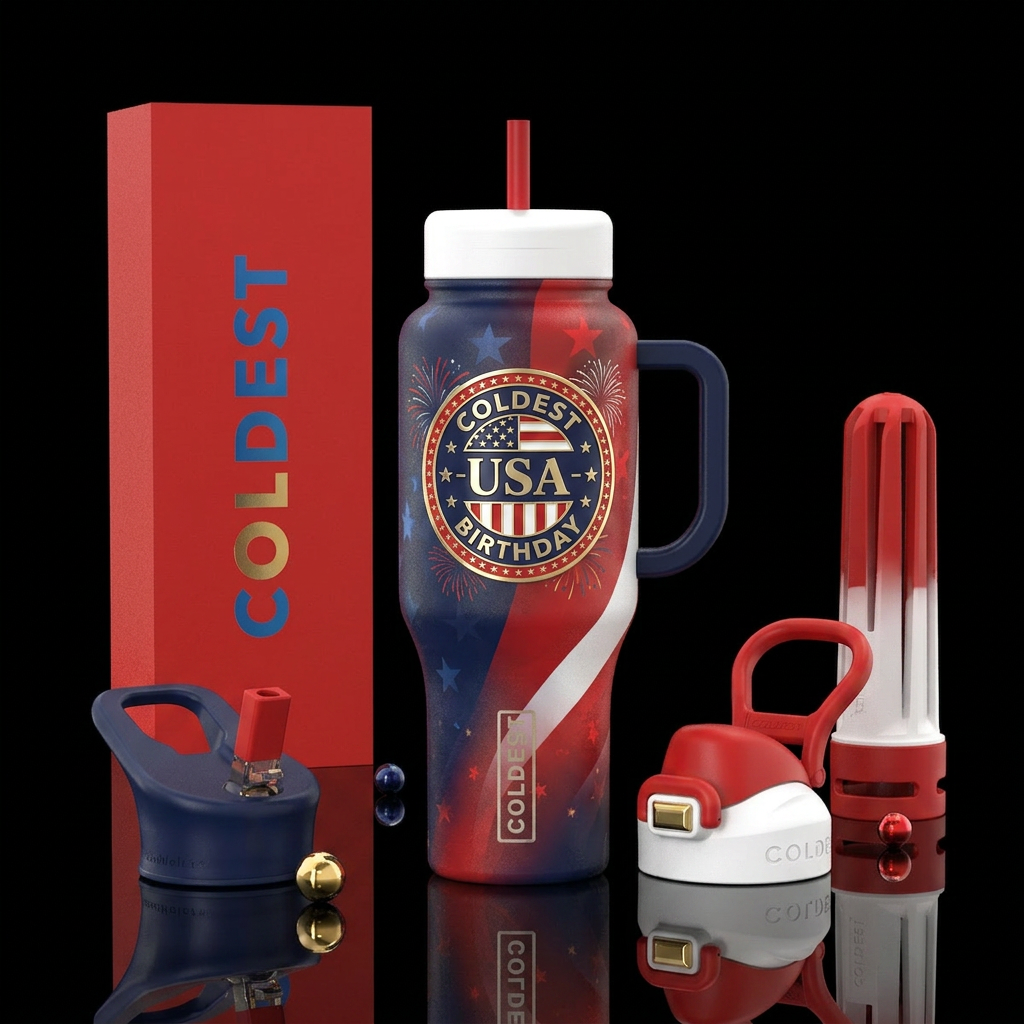 Inspired by the USA birthday water bottle design