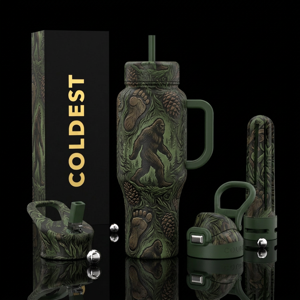 Inspired by bigfoot sightings water bottle design