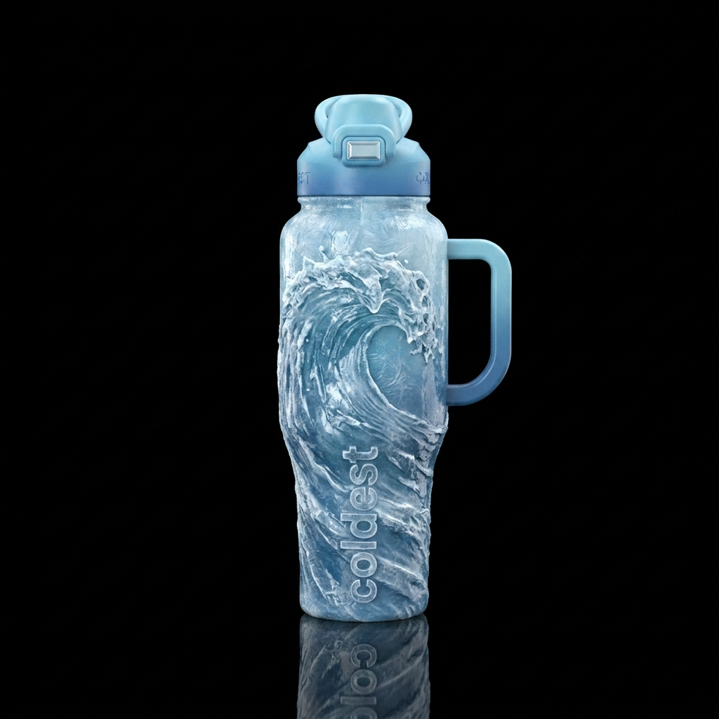 Tumbler inspired by a wave about to be flash froze... water bottle design