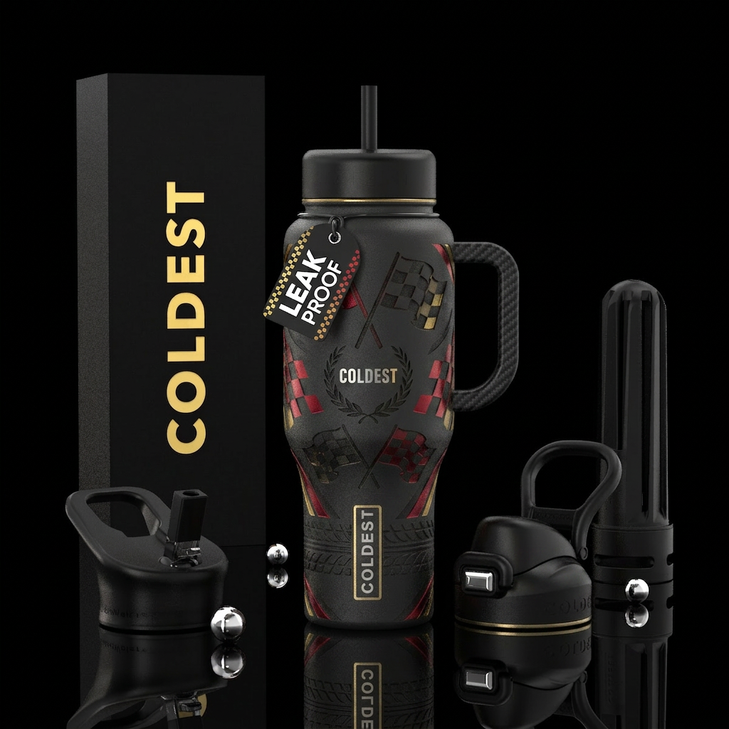 Tumbler inspired by pit champions water bottle design