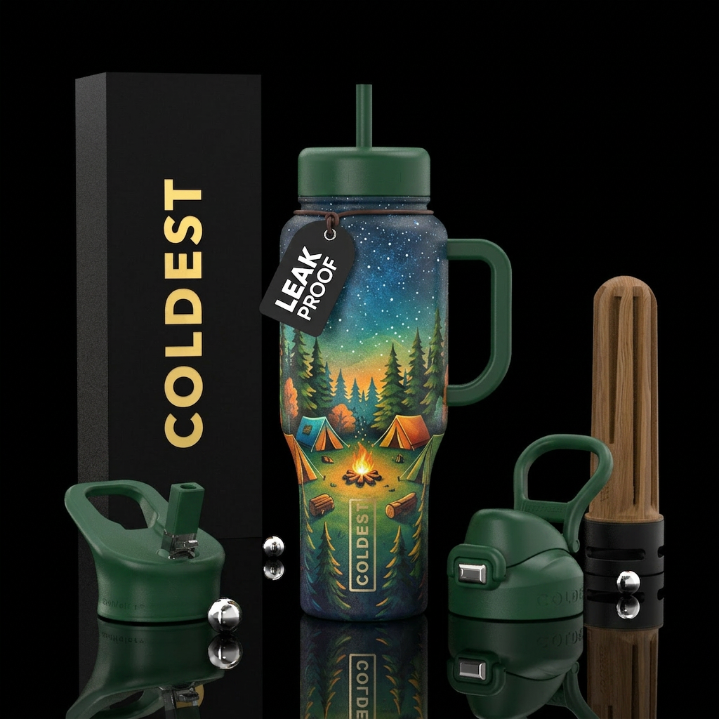 Tumbler inspired by summer camping water bottle design
