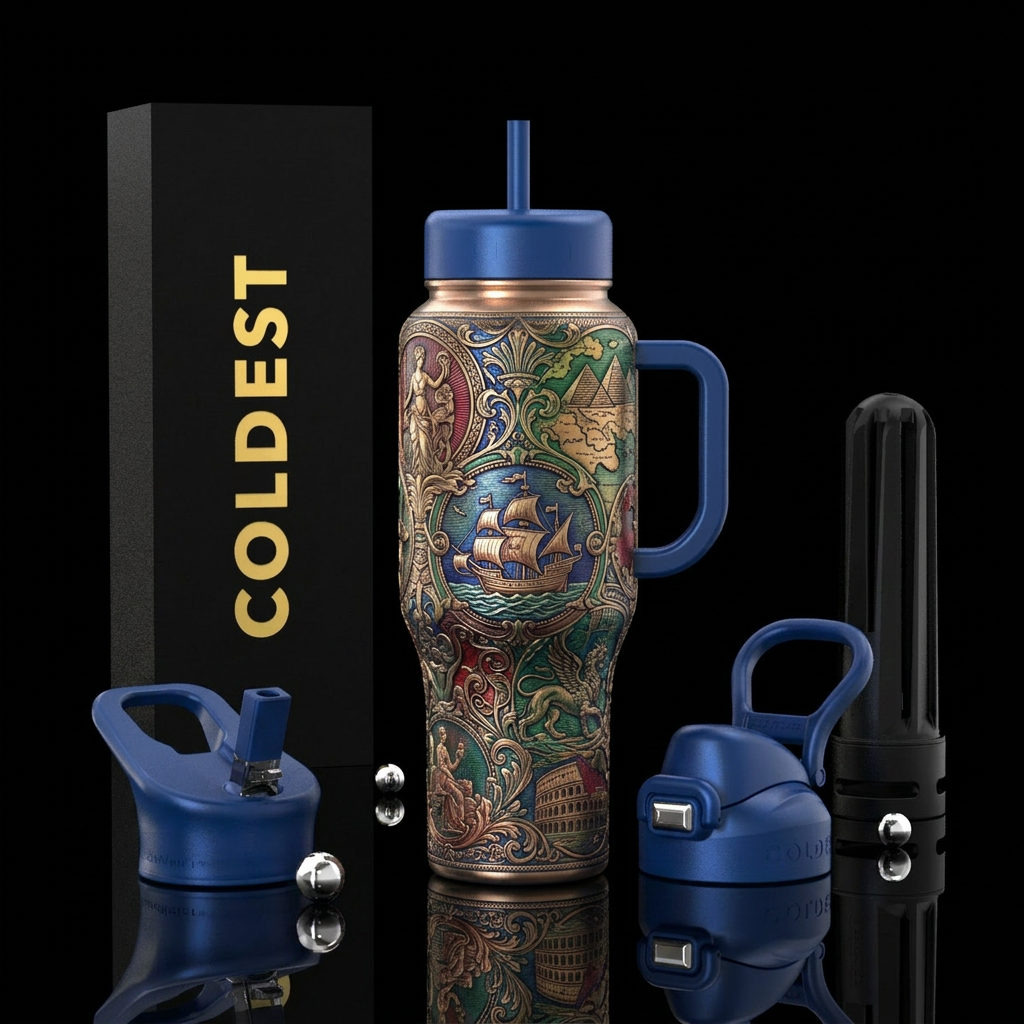 Tumbler inspired by histories finest engravers water bottle design