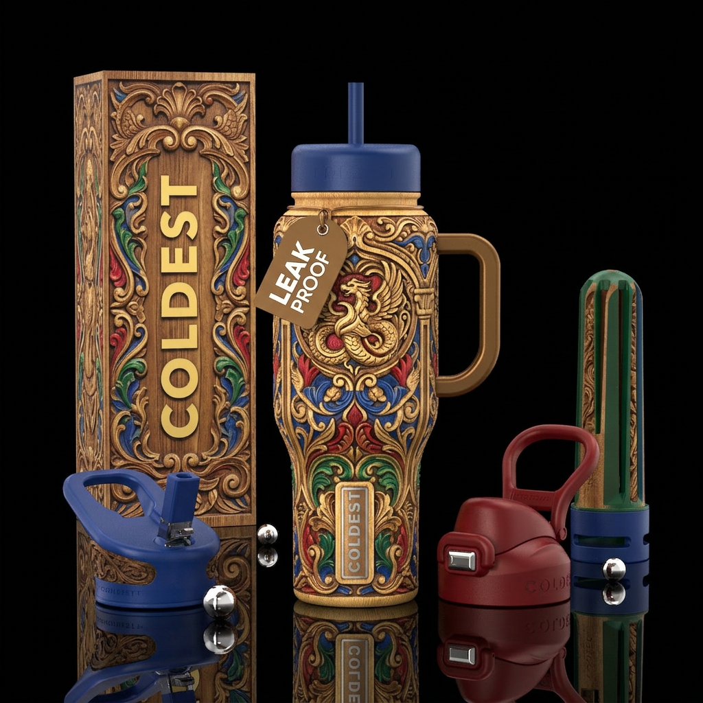 Tumbler inspired by histories finest wood carvers water bottle design