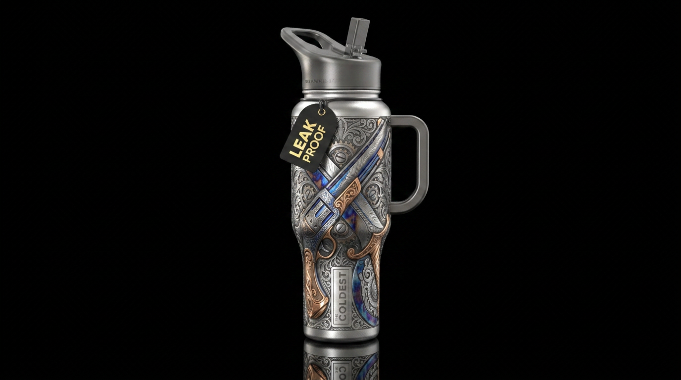 Tumbler inspired by histories finest weaponsmiths,... water bottle design
