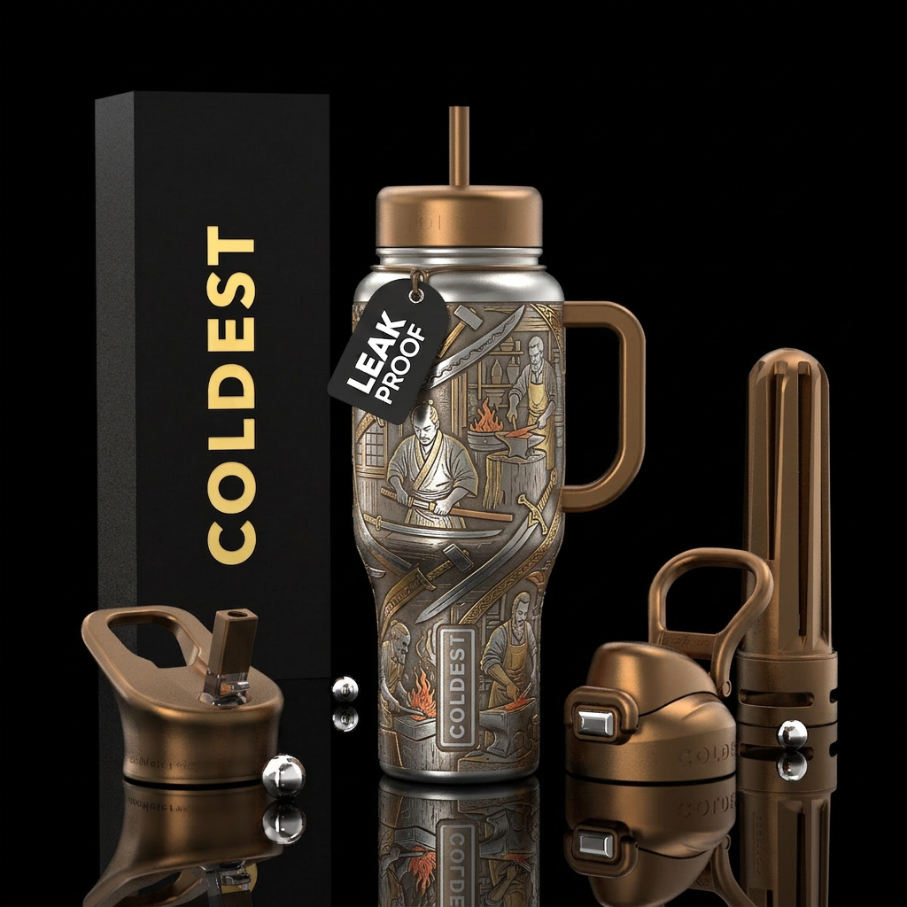 Tumbler inspired by histories finest weaponsmiths,... water bottle design