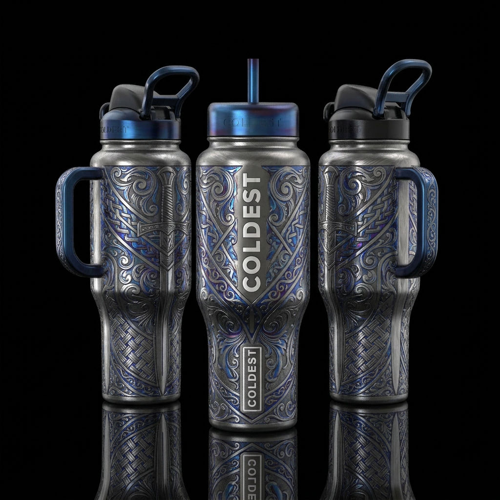 Tumbler inspired by histories finest weaponsmiths,... water bottle design