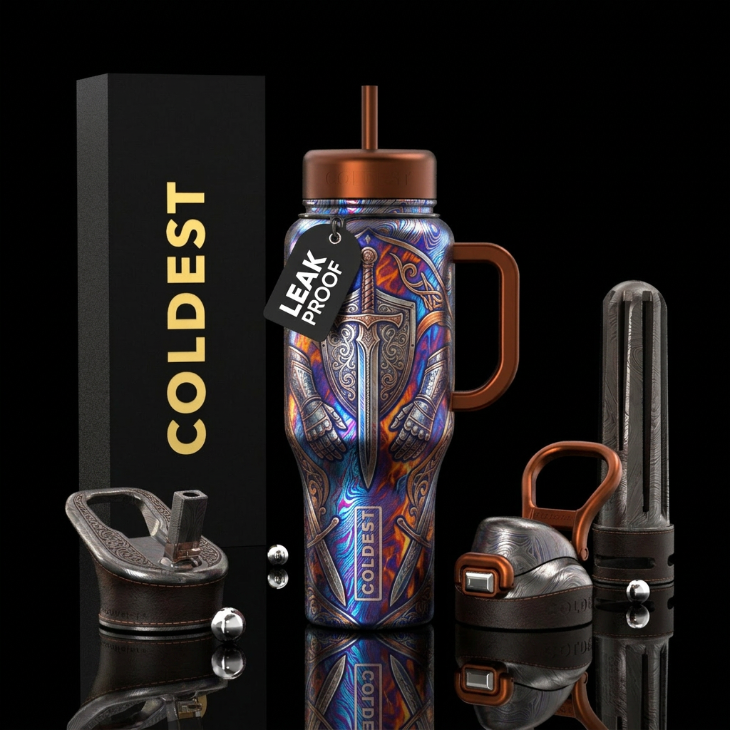 Tumbler inspired by histories finest weaponsmiths,... water bottle design