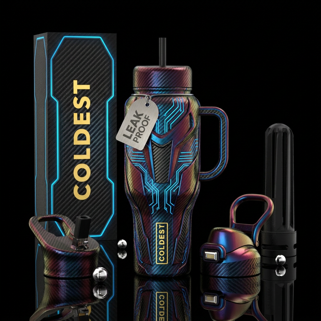 Tumbler inspired by a futuristic exotic car, reali... water bottle design