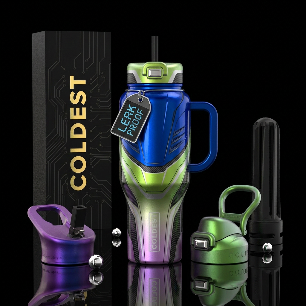 Tumbler inspired by a futuristic exotic car, reali... water bottle design