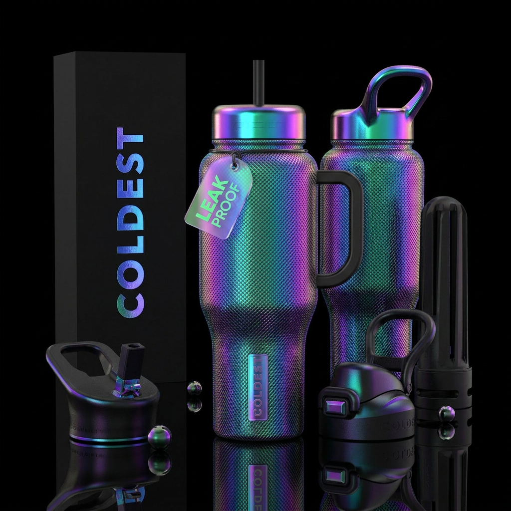 Tumbler inspired by a futuristic tumbler, realism,... water bottle design