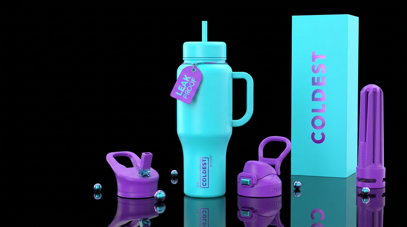 Tumbler inspired by a futuristic tumbler, realism,... water bottle design