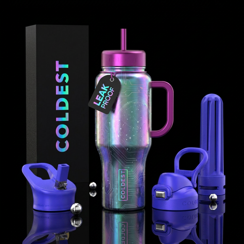 Tumbler inspired by a futuristic tumbler, realism,... water bottle design