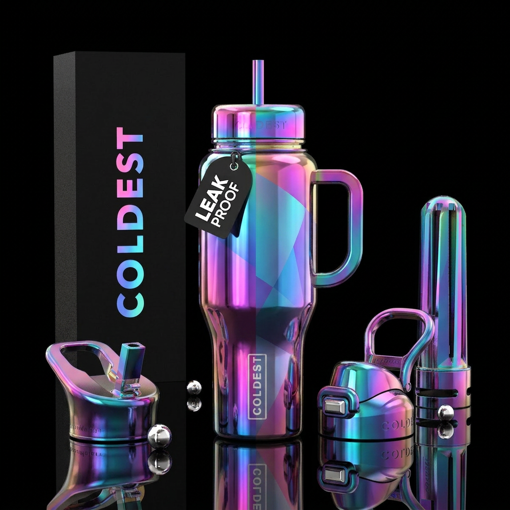 Tumbler inspired by a futuristic tumbler, realism,... water bottle design