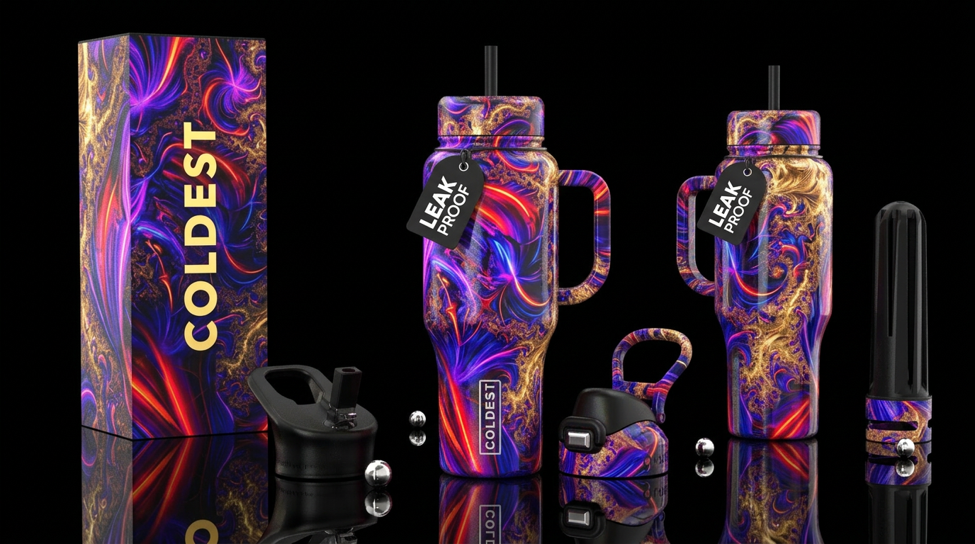 Tumbler inspired by a futuristic tumbler, realism,... water bottle design