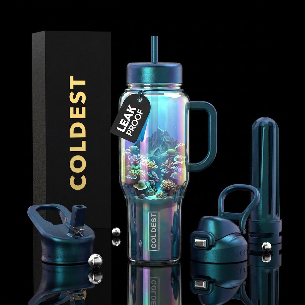 Tumbler is a perfect aquarium view, iridescent, mo... water bottle design