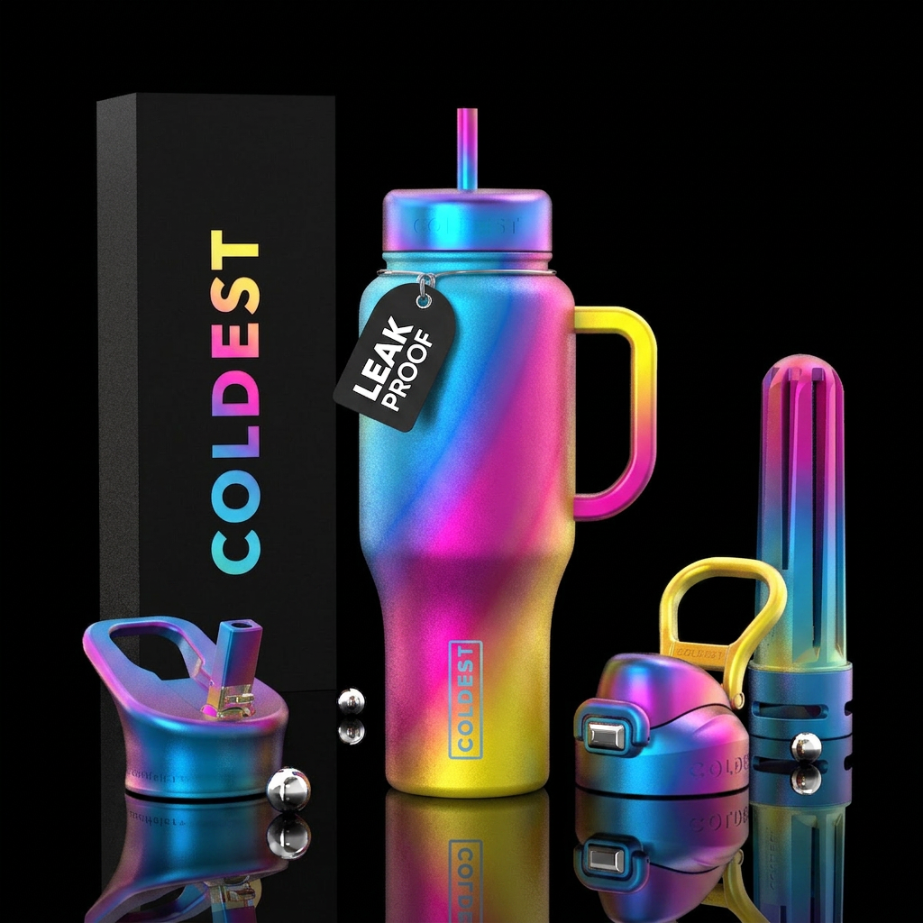 Tumbler is purposefully brightly colored water bottle design