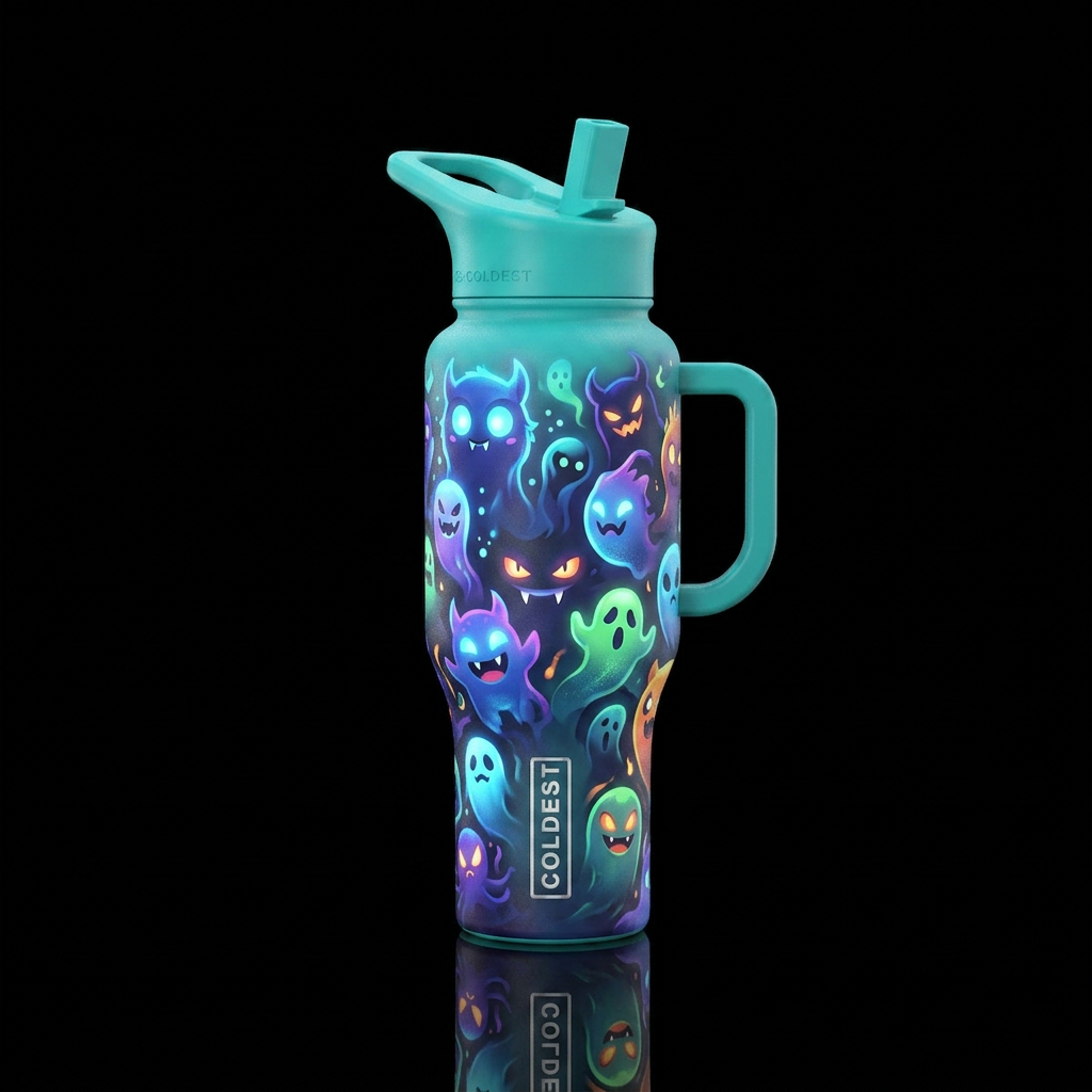 Glowy things that go bump in the night water bottle design