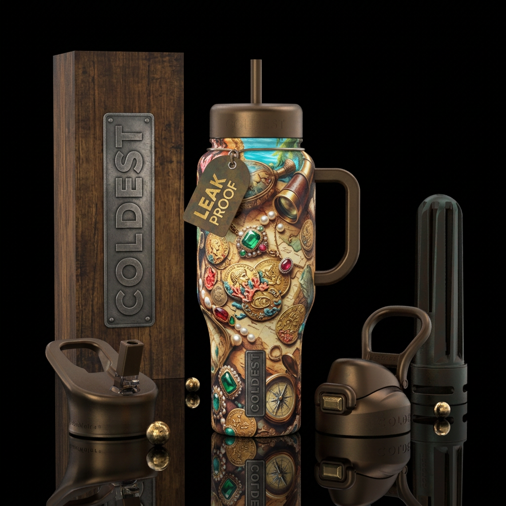 Looking for buried treasure water bottle design