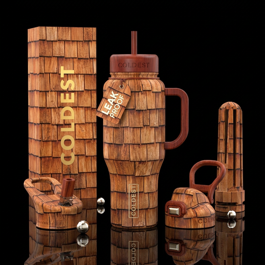 Cedar shingles water bottle design