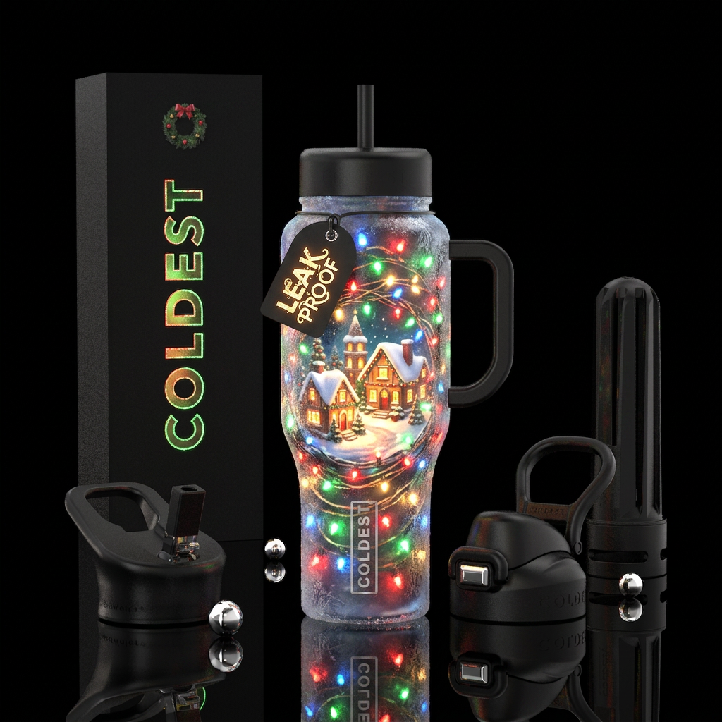 Glowy Christmas water bottle design