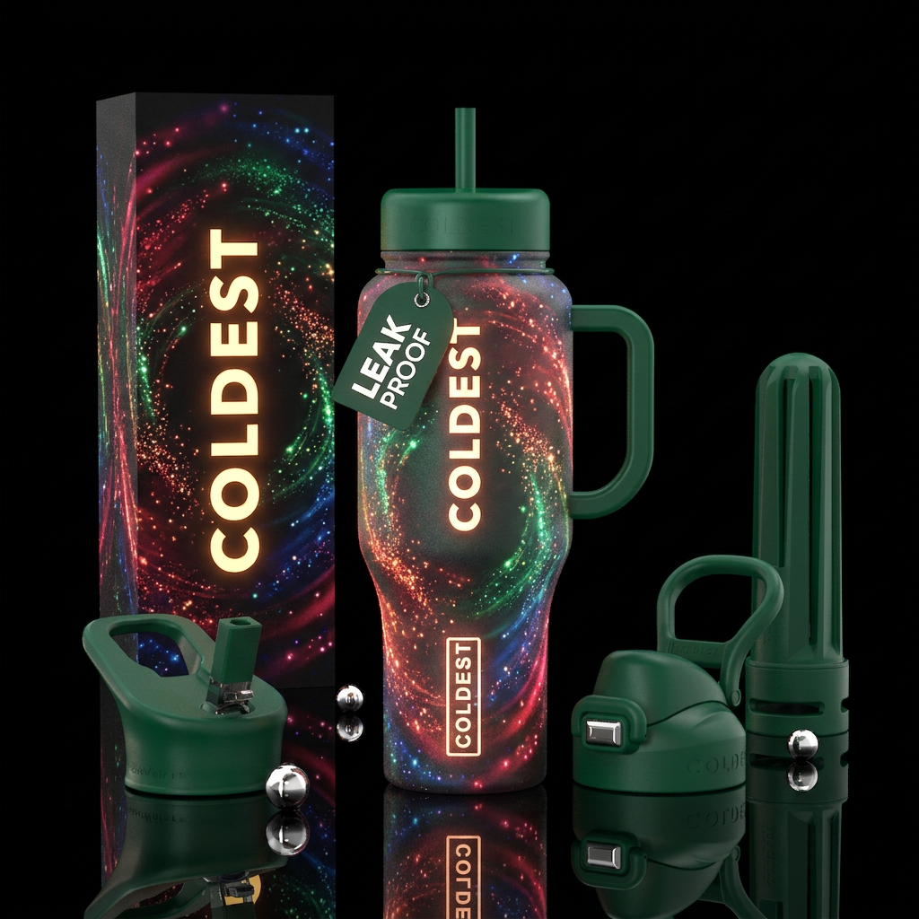 Glowy Christmas water bottle design