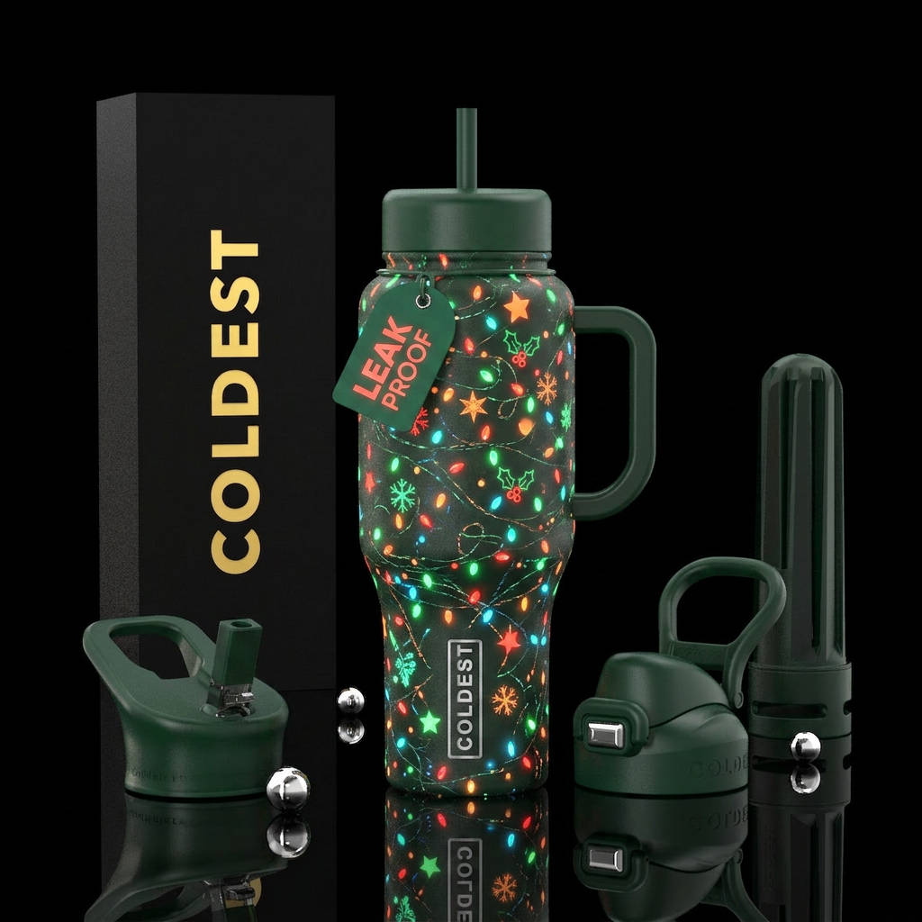 Glowy Christmas water bottle design