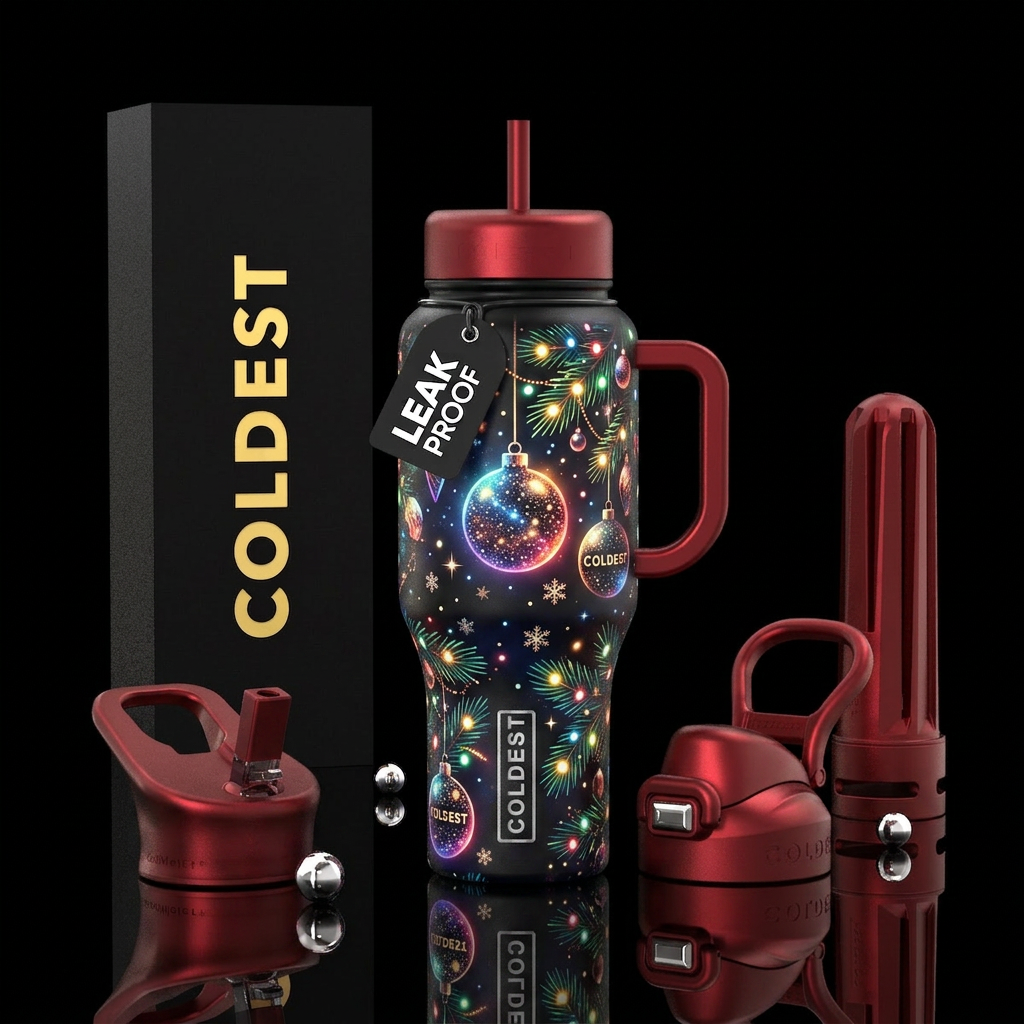 Glowy Christmas water bottle design