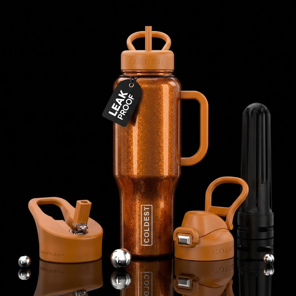 Sparkling bourbon color water bottle design