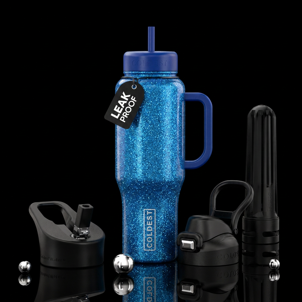 Sparkling blue color water bottle design