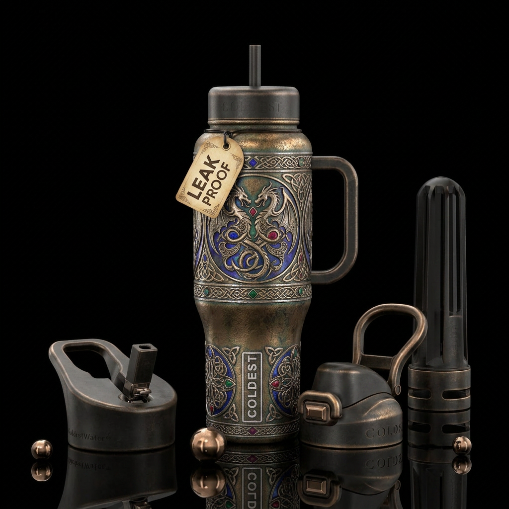 Tumbler inspired by mideaval fantasy water bottle design