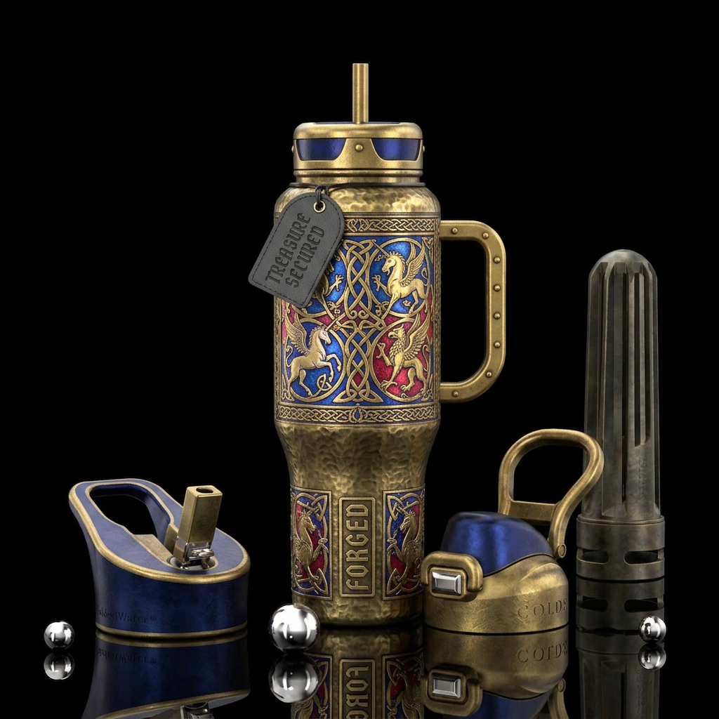 Tumbler inspired by mideaval fantasy water bottle design