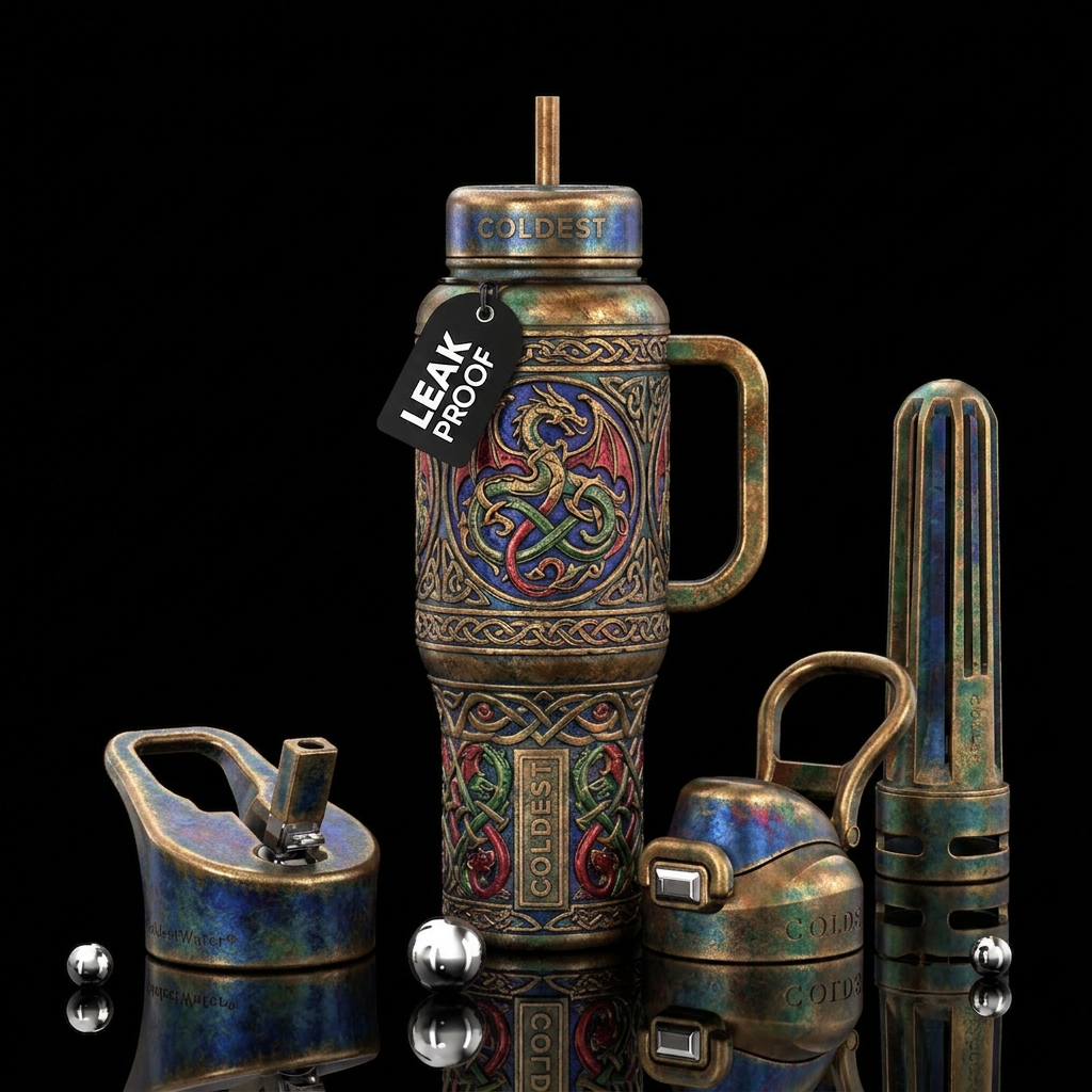 Tumbler inspired by mideaval fantasy water bottle design