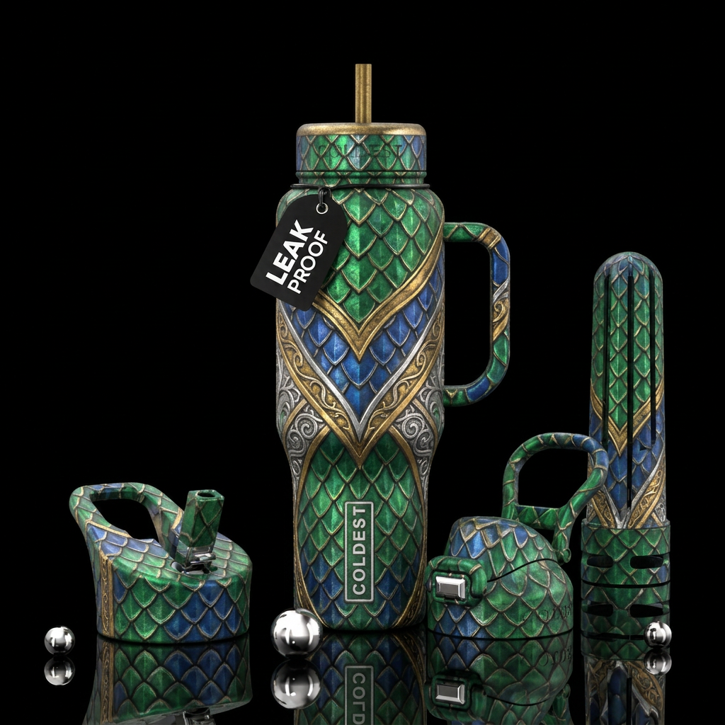 Tumbler inspired by mideaval fantasy water bottle design