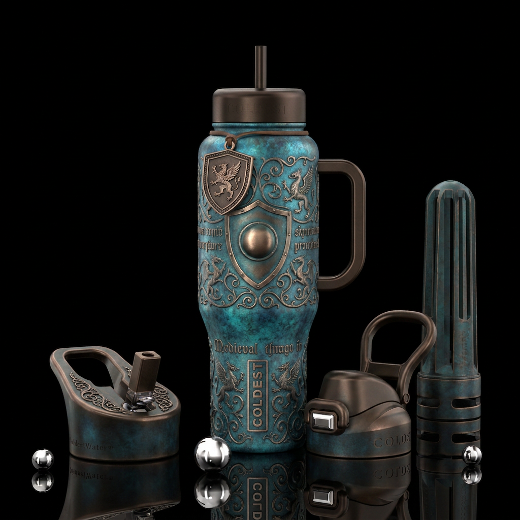 Tumbler inspired by mideaval fantasy water bottle design