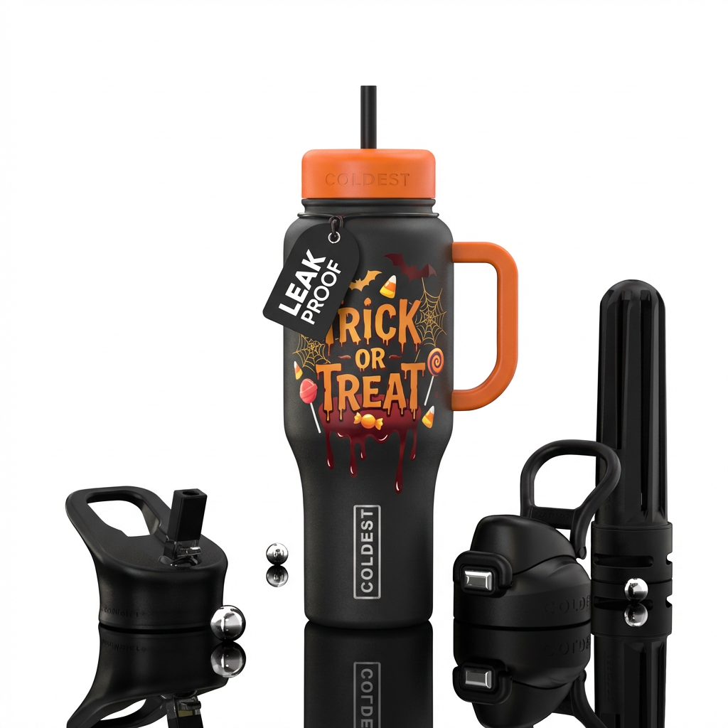 Trick or treat bloody candy water bottle design