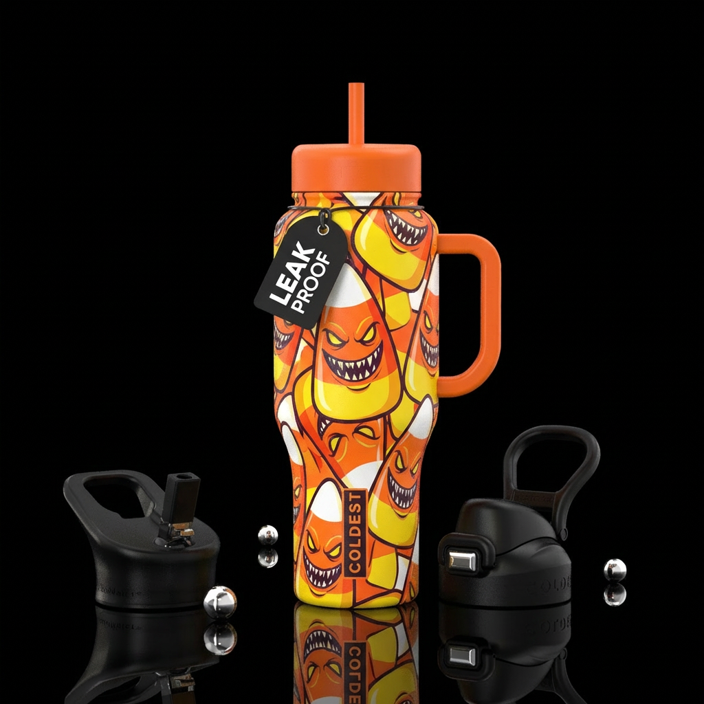 Killer candy corns water bottle design
