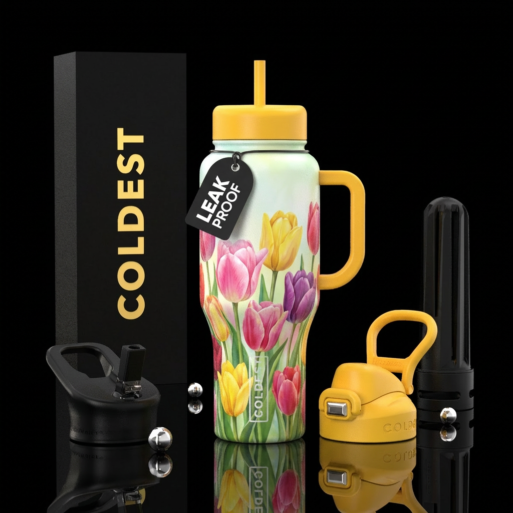 Tulips summer light water bottle design