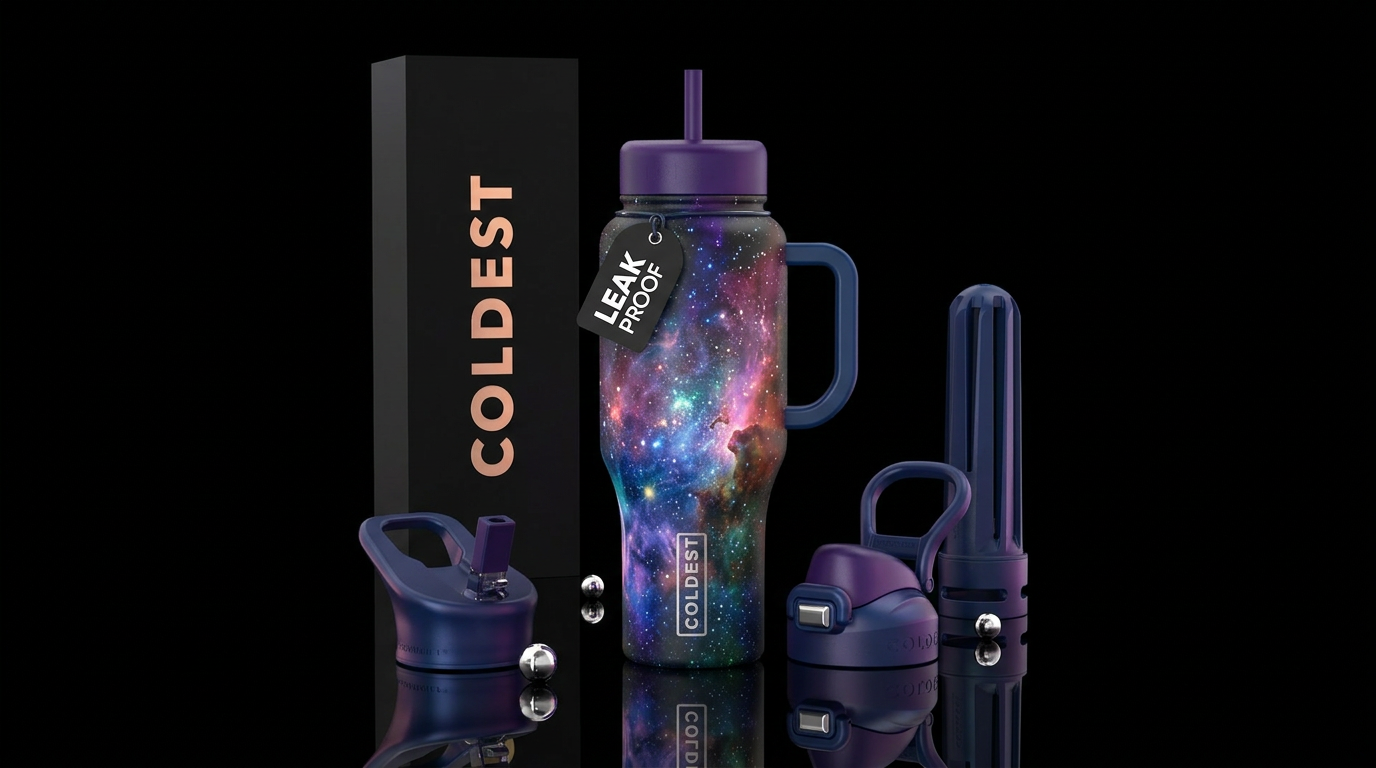Glowing nebula water bottle design