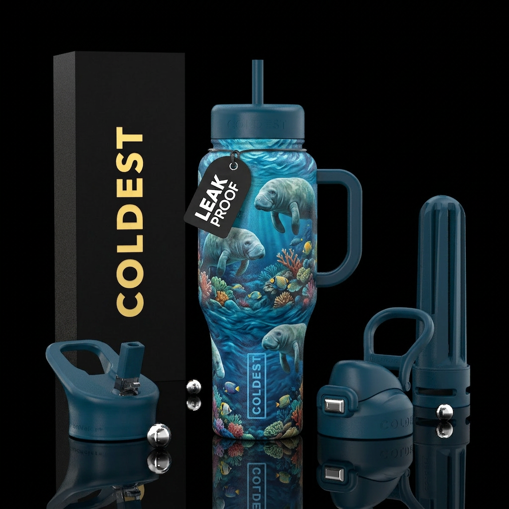 Manatee and the water water bottle design