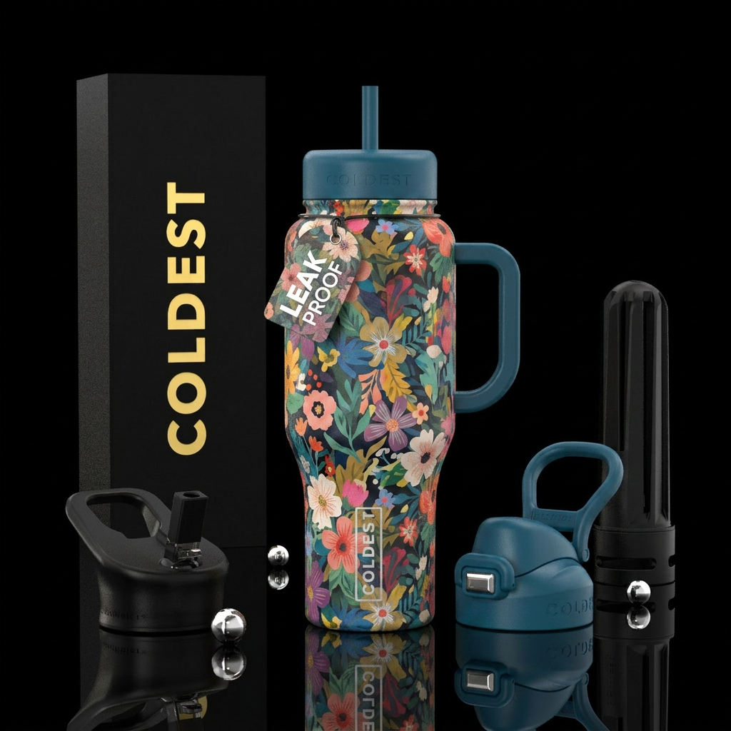Flower camouflage water bottle design
