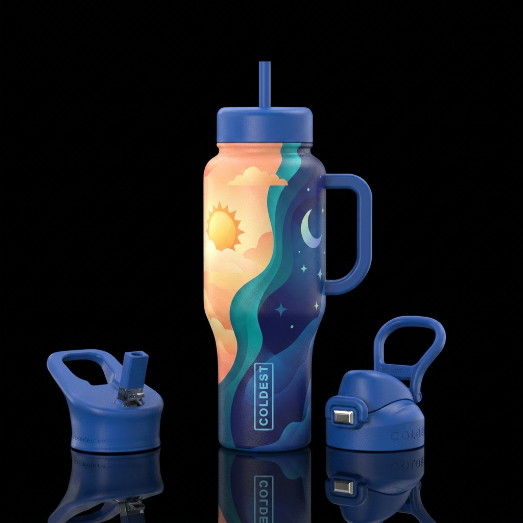 Day and night water bottle design