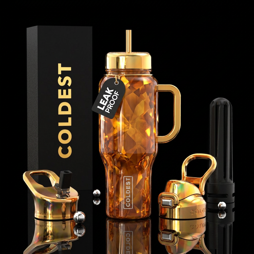 Realistic Champagne Topaz,high gloss water bottle design