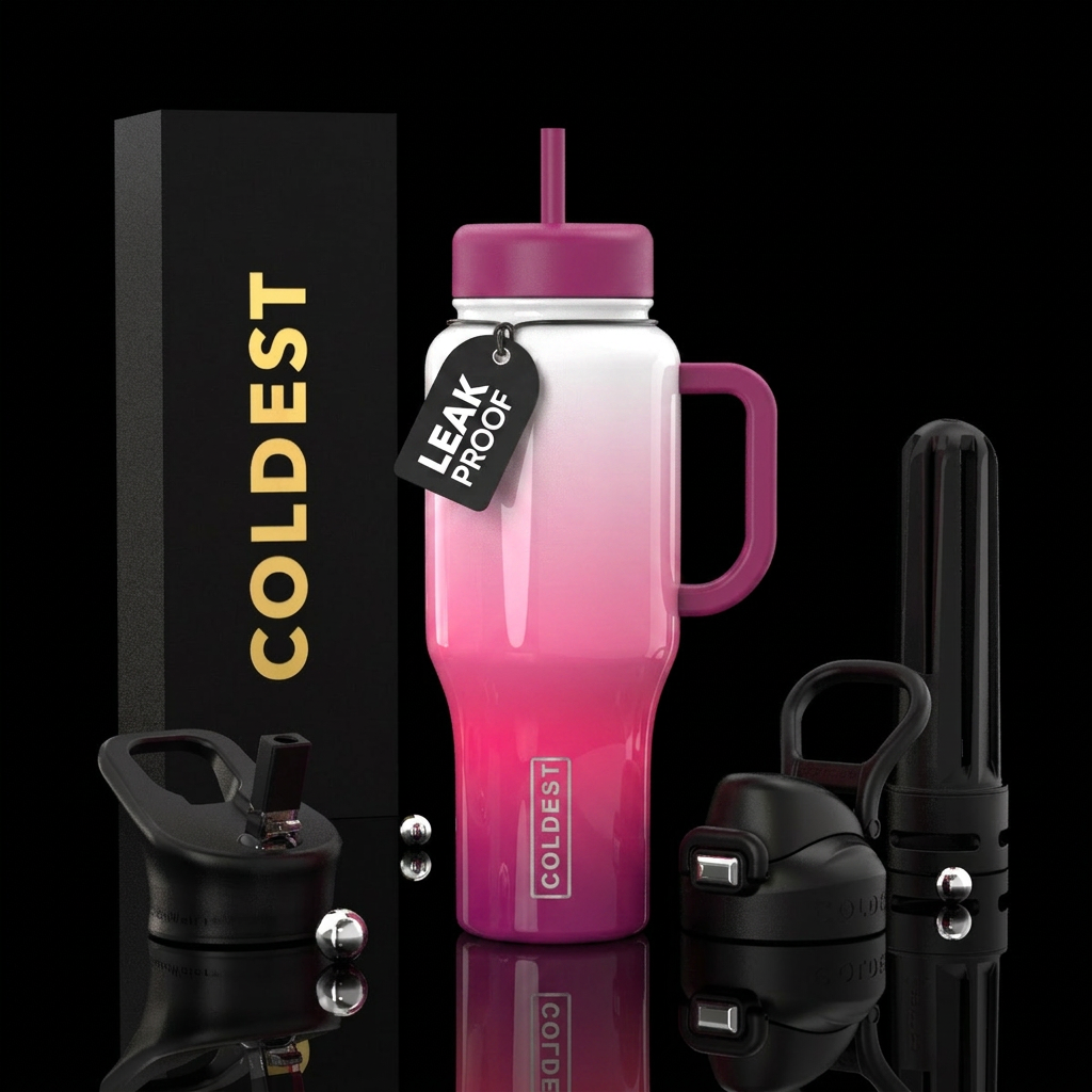 20% bright white,40% light pink,30% hot pink,10% m... water bottle design