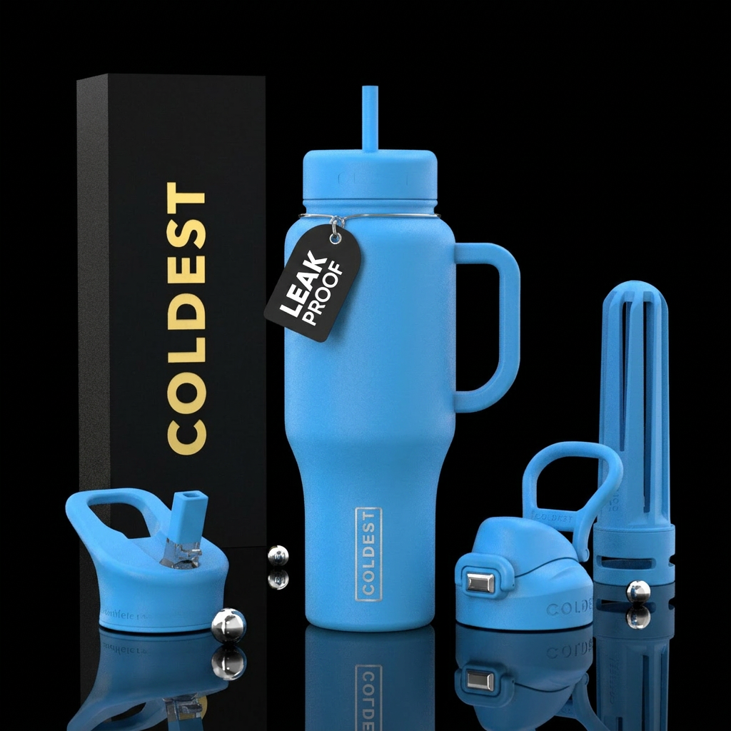 Bleu Clair color, chalk texture water bottle design