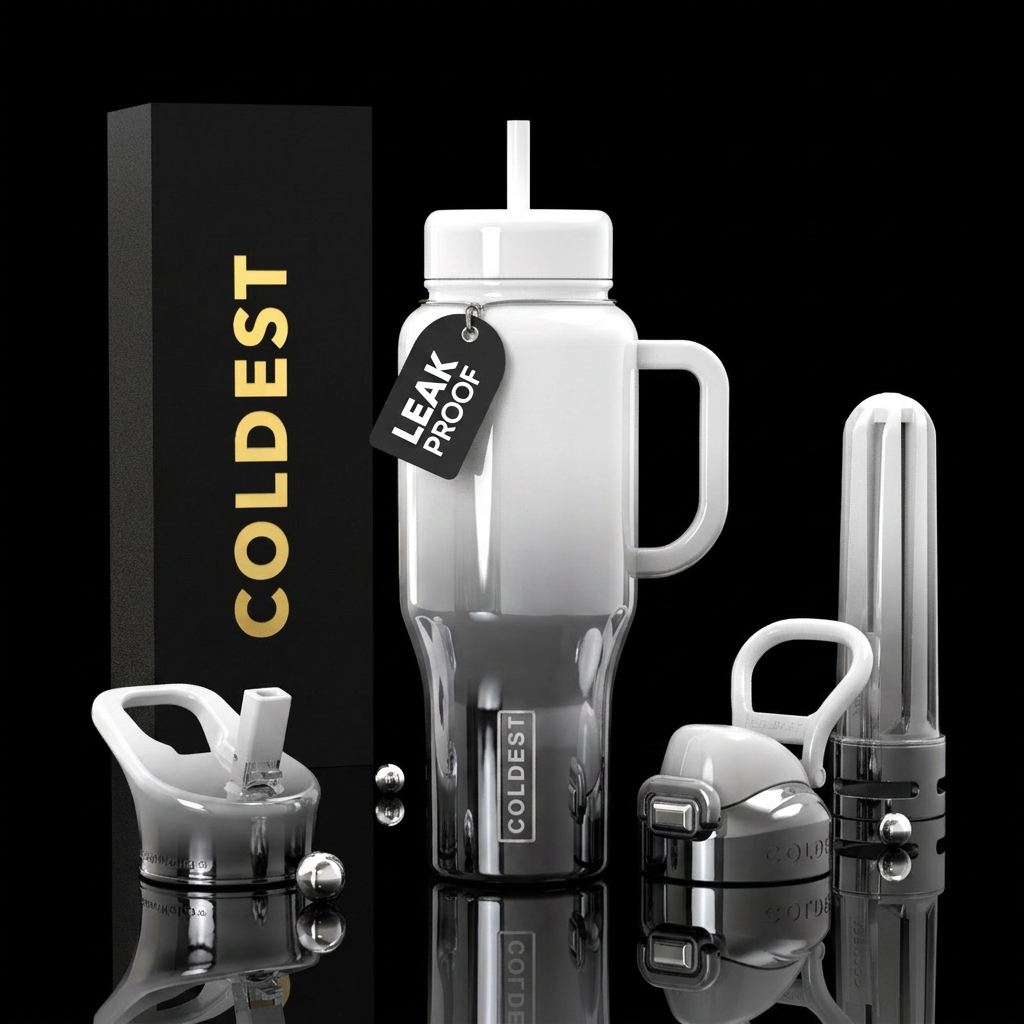 White chrome,ombre, high gloss water bottle design