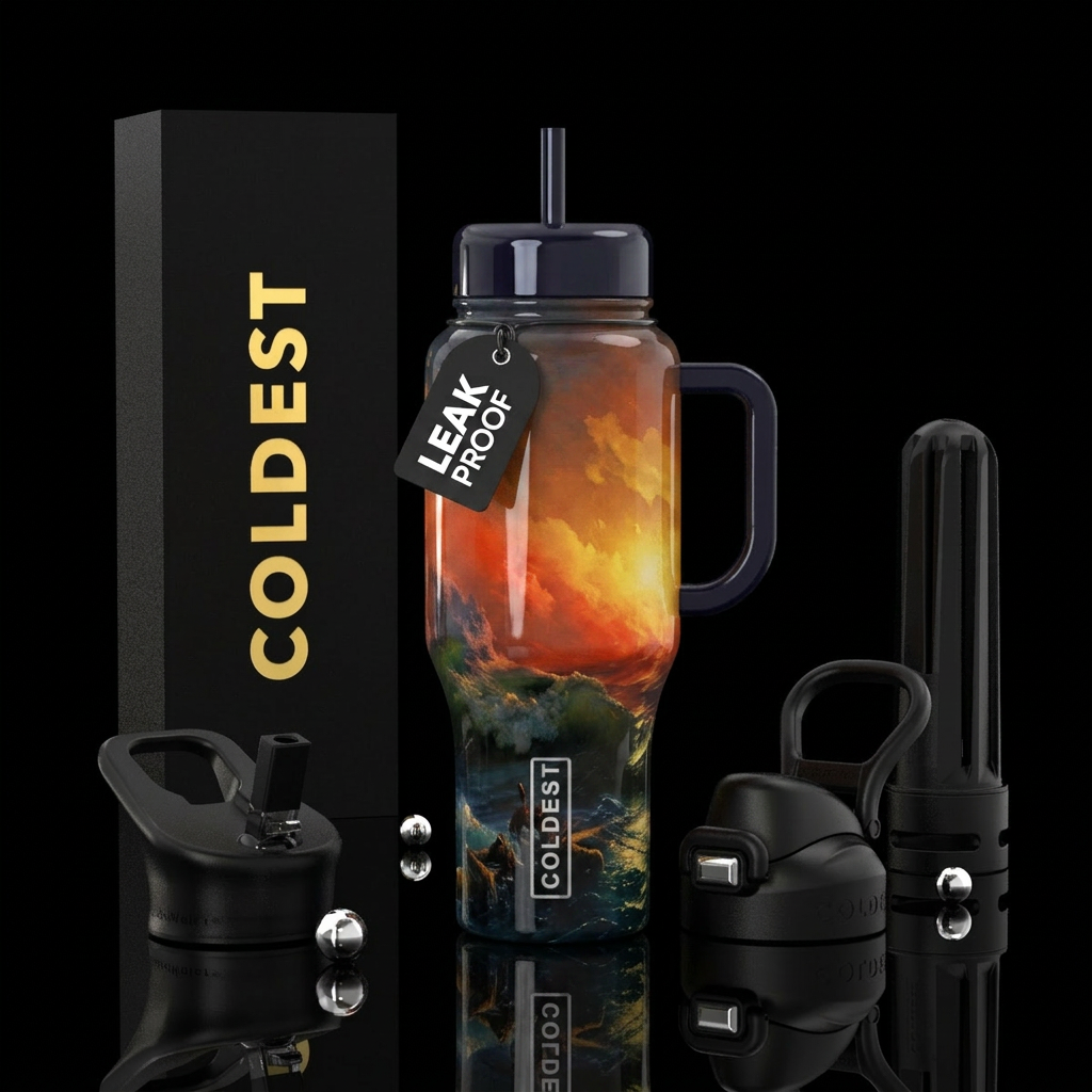 Sunset at Sea by Ivan Aivazovsky,oil painted, dark... water bottle design